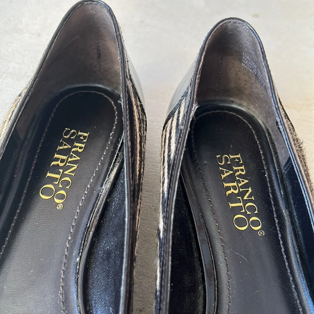 Franco Sarto Calf hair striped loafers with leather buckle 7